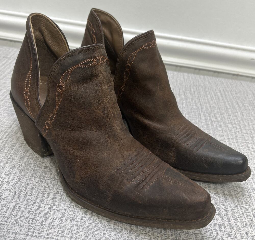 Ariat Boots Womens 8B Encore Weathered Brown Leather Western Bootie Cowboy Style